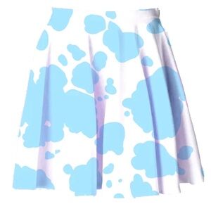 Trash Queen 3XL Classic Cow Print Skater Skirt Blue White Plus Size Circle Comfy